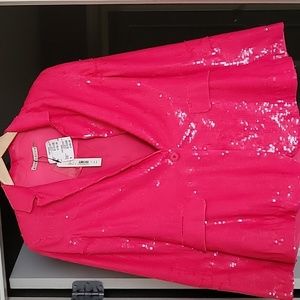 Alice and Olivia Wild Pink Sequence Blazer